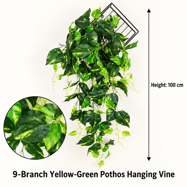 Artificial 9 Branch Yellow Green Pothos  Hanging Vine_ 100 cm