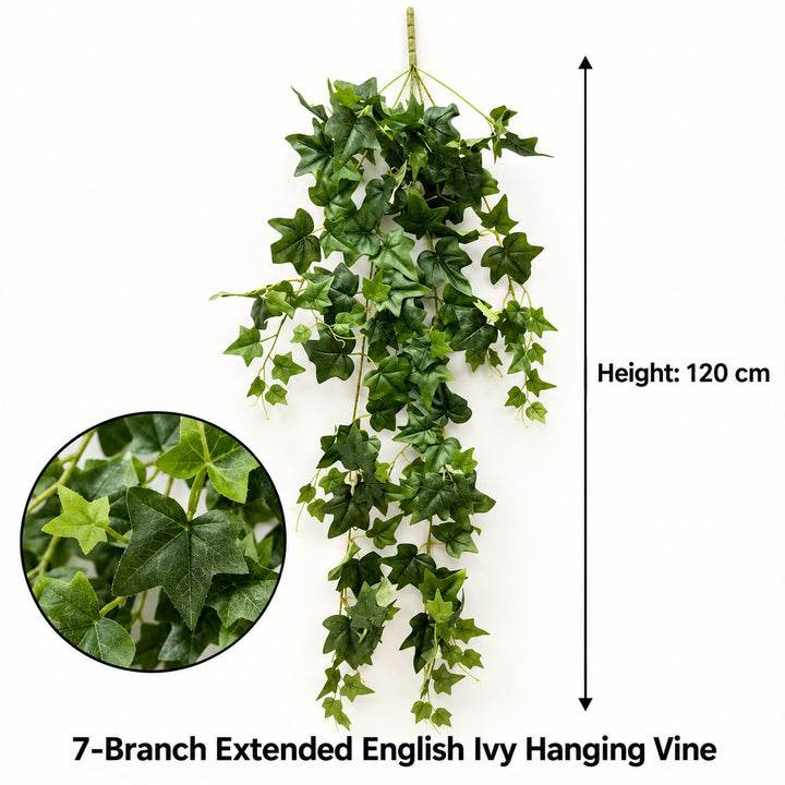 Artificial 7 Branch Extended English Ivy Hanging Vine_ 120 cm
