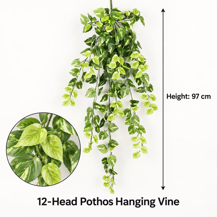 Artificial 12 Head Pothos  Hanging Vine_ 97 cm