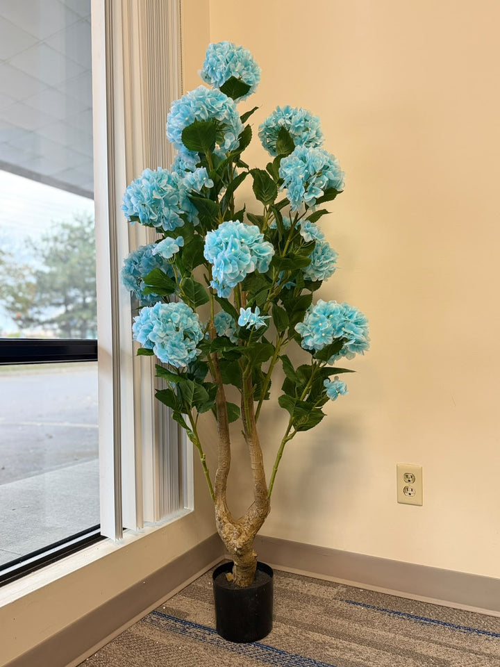 Artificial Light Blue Hydrangea Flower Plant _5ft
