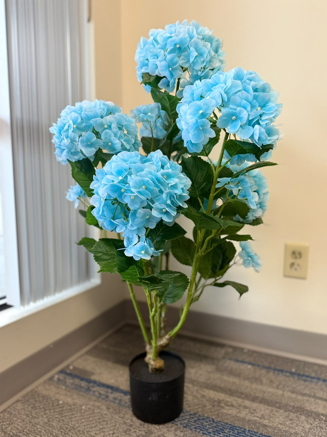Artificial Light Blue Hydrangea Flower Plant _3ft