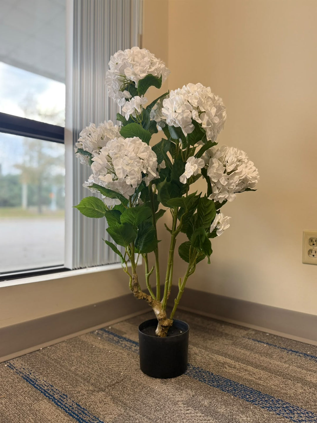Artificial White Hydrangea Flower Plant _3ft