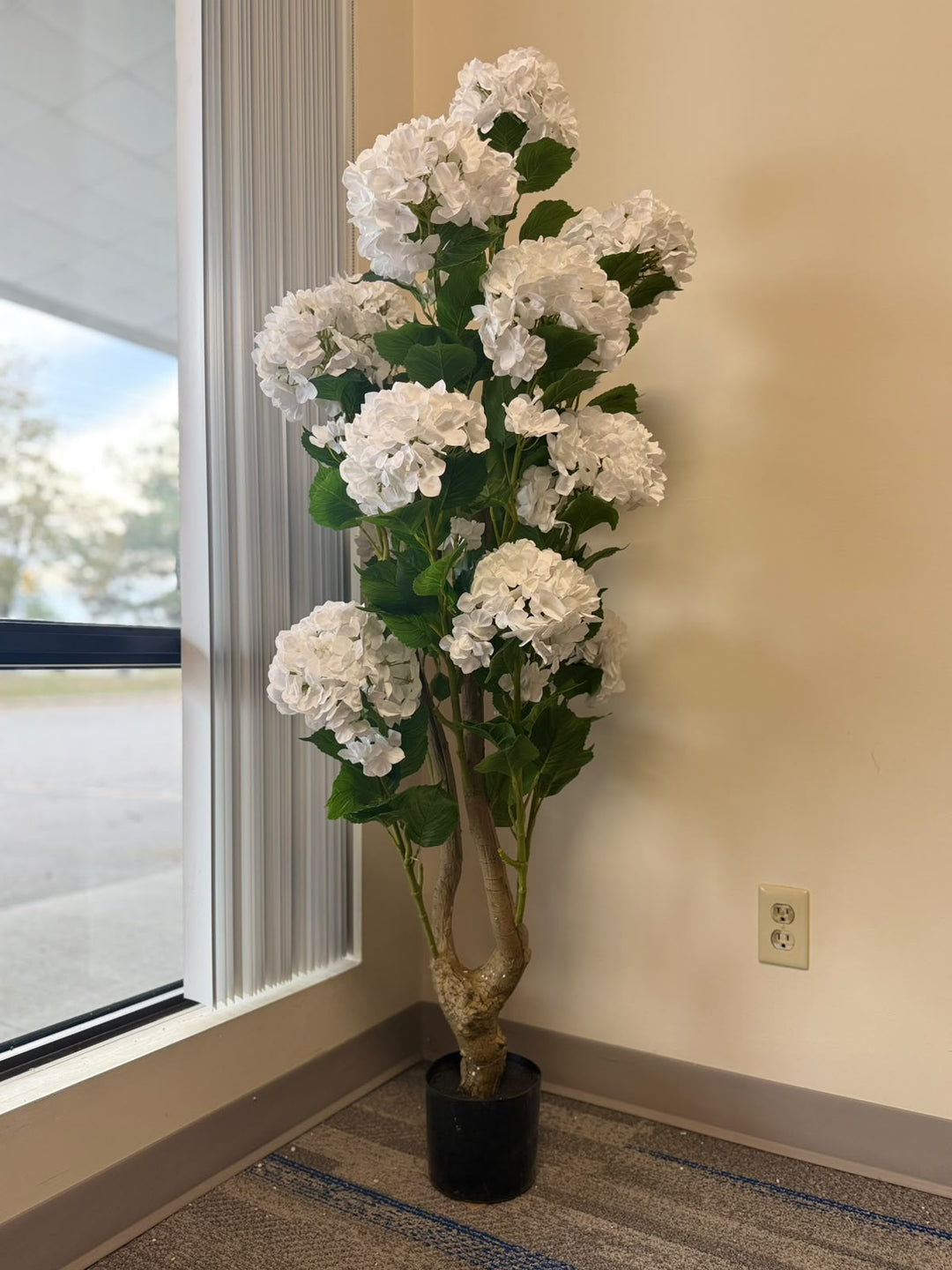 Artificial White Hydrangea Flower Plant _5ft