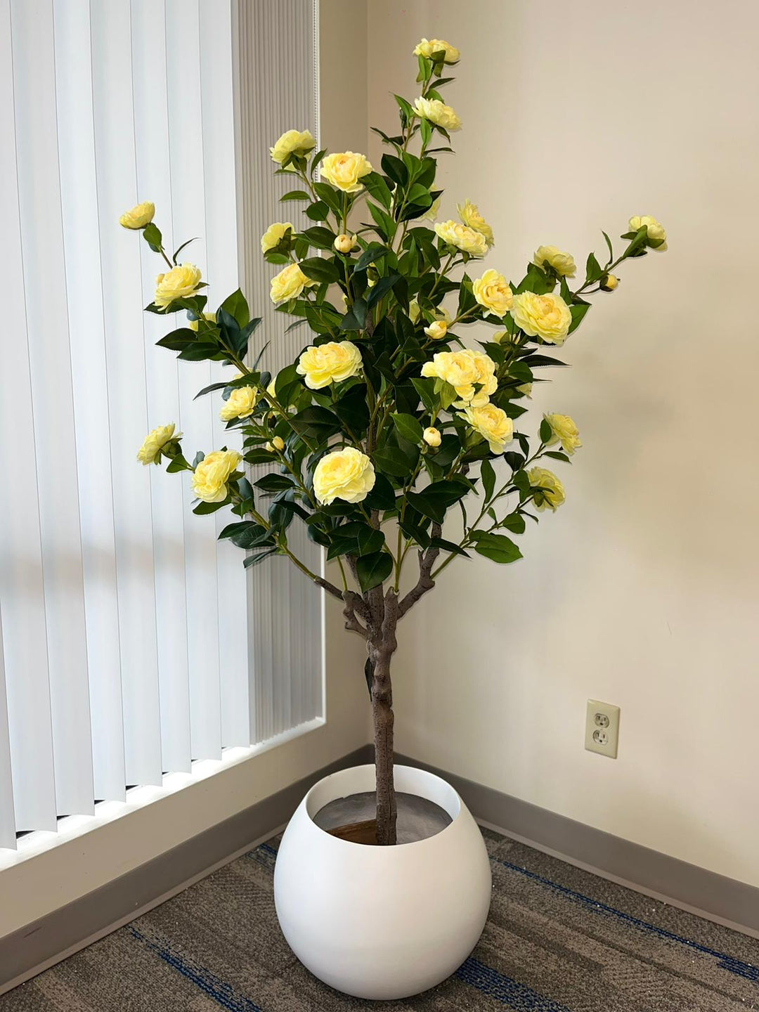 Artificial Camellia Flower Tree - Yellow 5.3' (160 cm)
