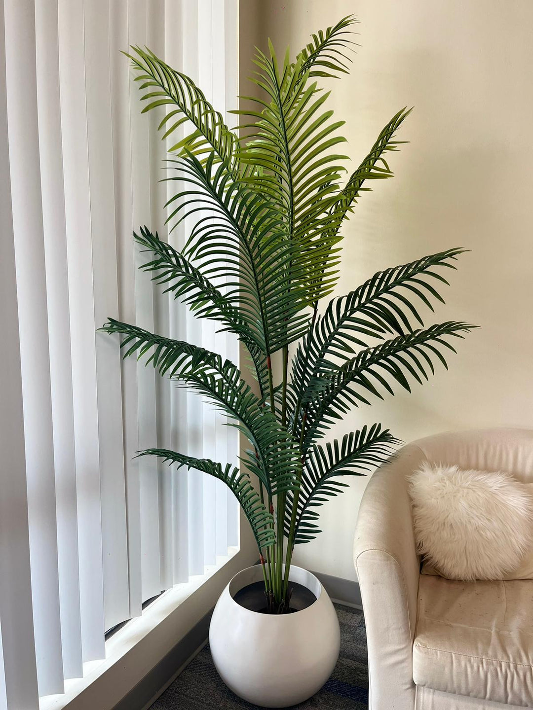 Fiberglass pot - off-white (16" W x 13" H )