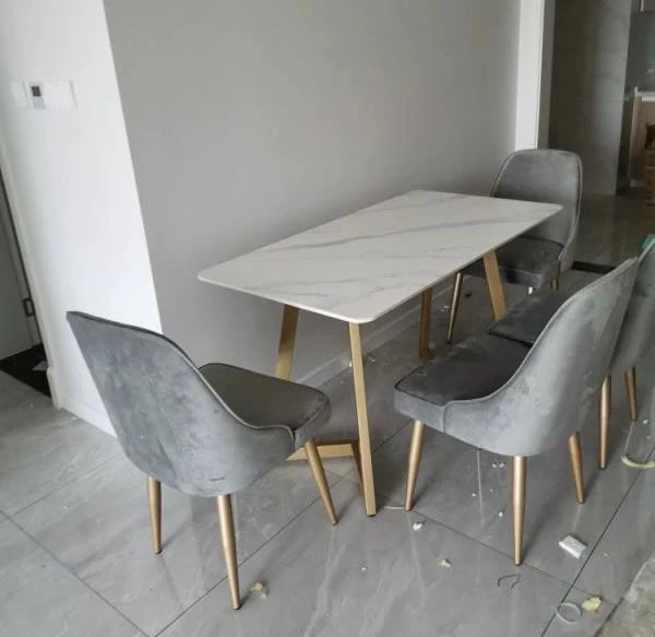 Modern Dining Table Rectangular Sintered Stone Top 63"(160cm)