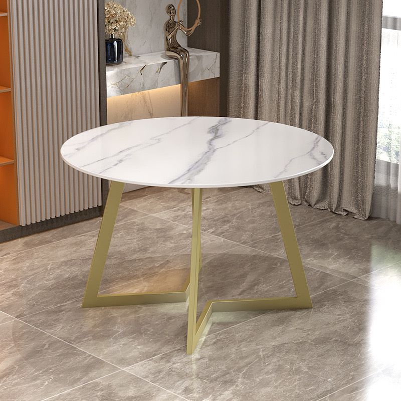 35.5"Modern Glossy Sintered Stone Top Round Dining Table