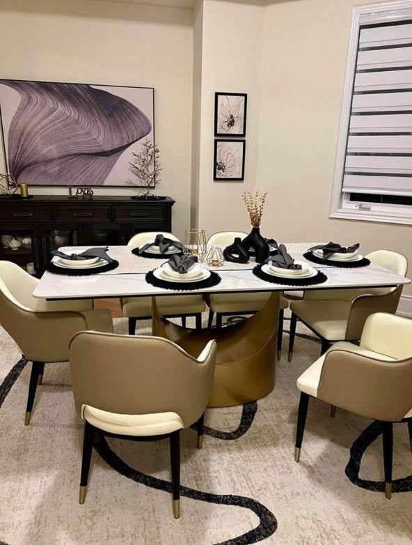 71"Modern White Glossy Sintered Stone Dining Table