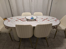 Load image into Gallery viewer, 63&quot;Modern Minimalist White Oval Glossy Sintered Stone Dining Table
