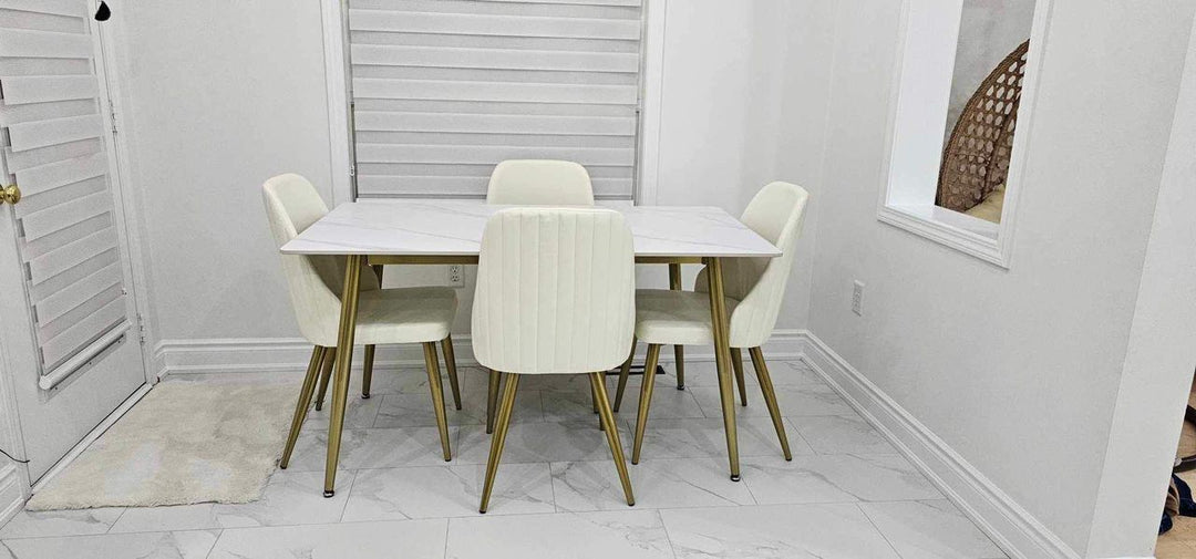 Modern Dining Table Rectangular Sintered Stone Top 63"(160cm)