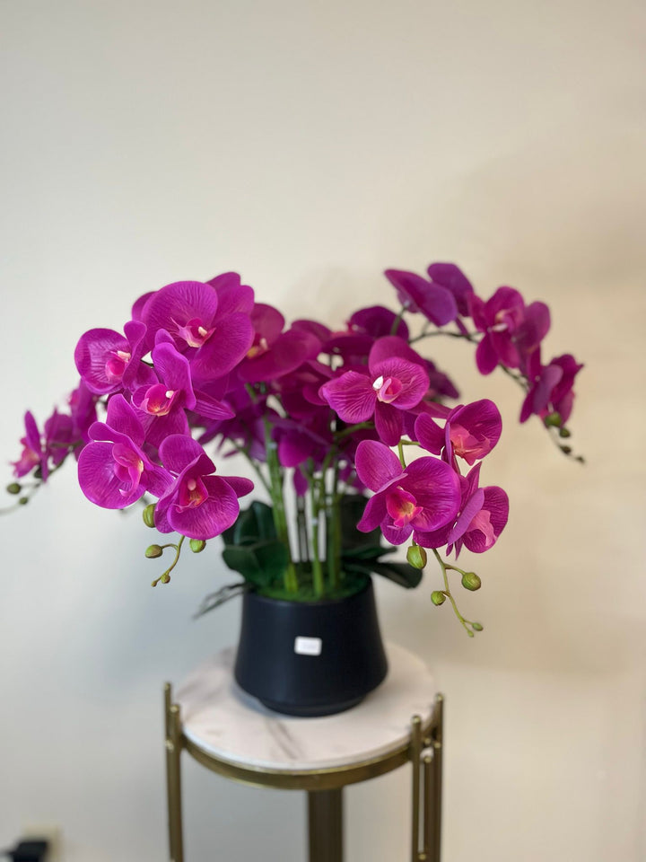 Orchidée Artificielle - Violet avec Vase Noir