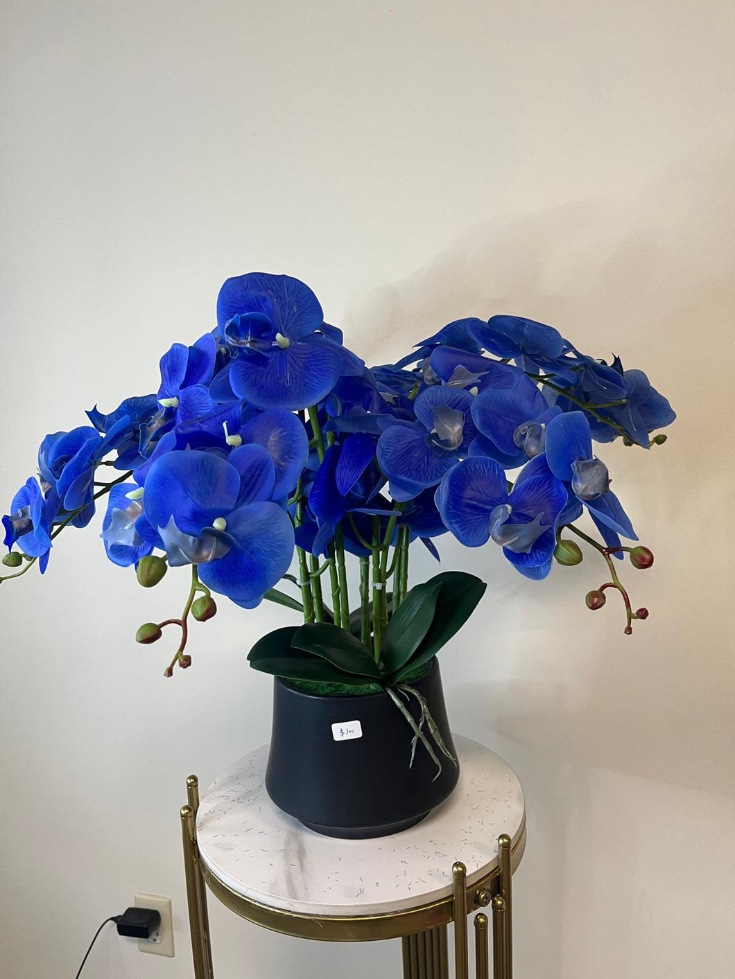 Artificial Orchid with Black Pot - Blue