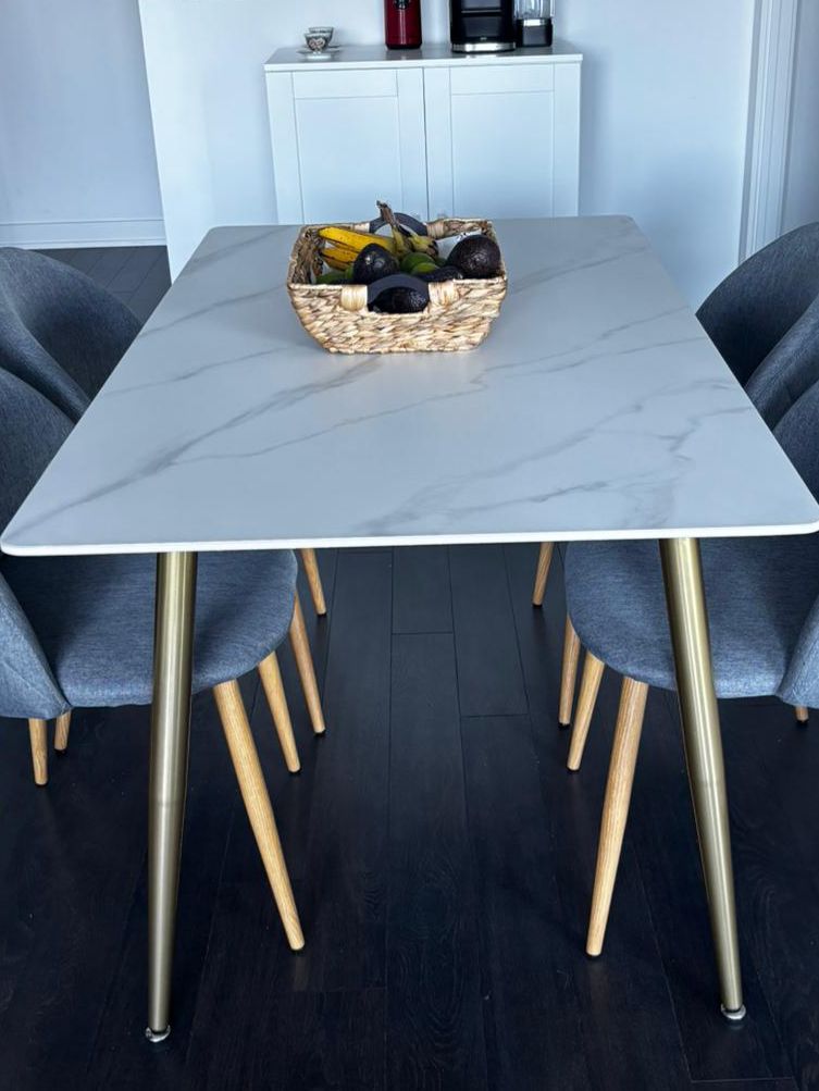 Modern Dining Table Rectangular Sintered Stone Top 63"(160cm)