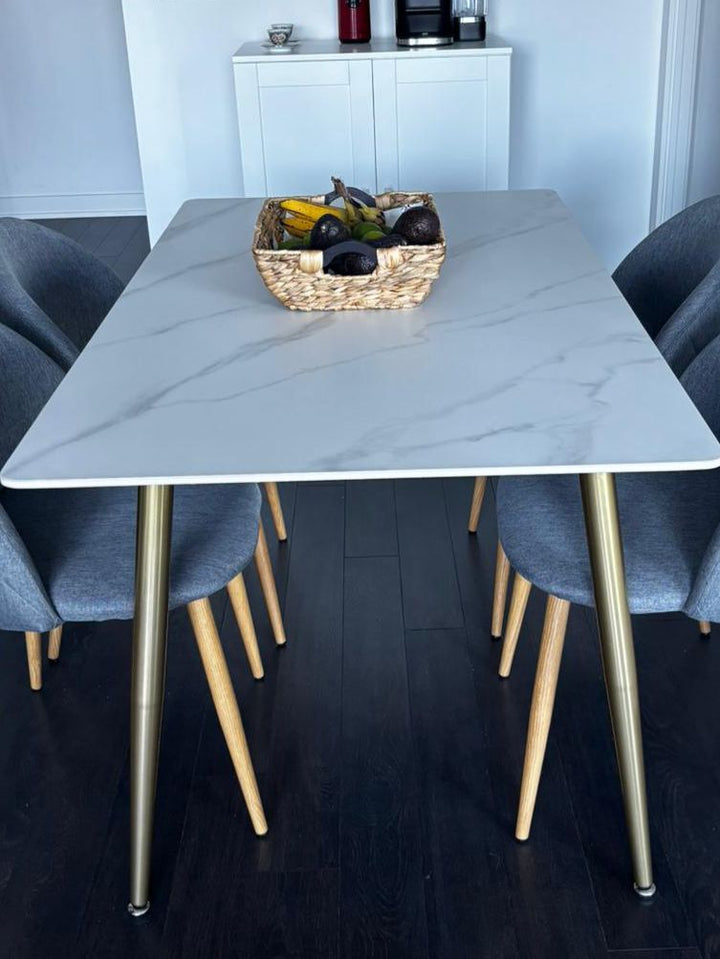 Modern Dining Table Rectangular Sintered Stone Top 63"(160cm)