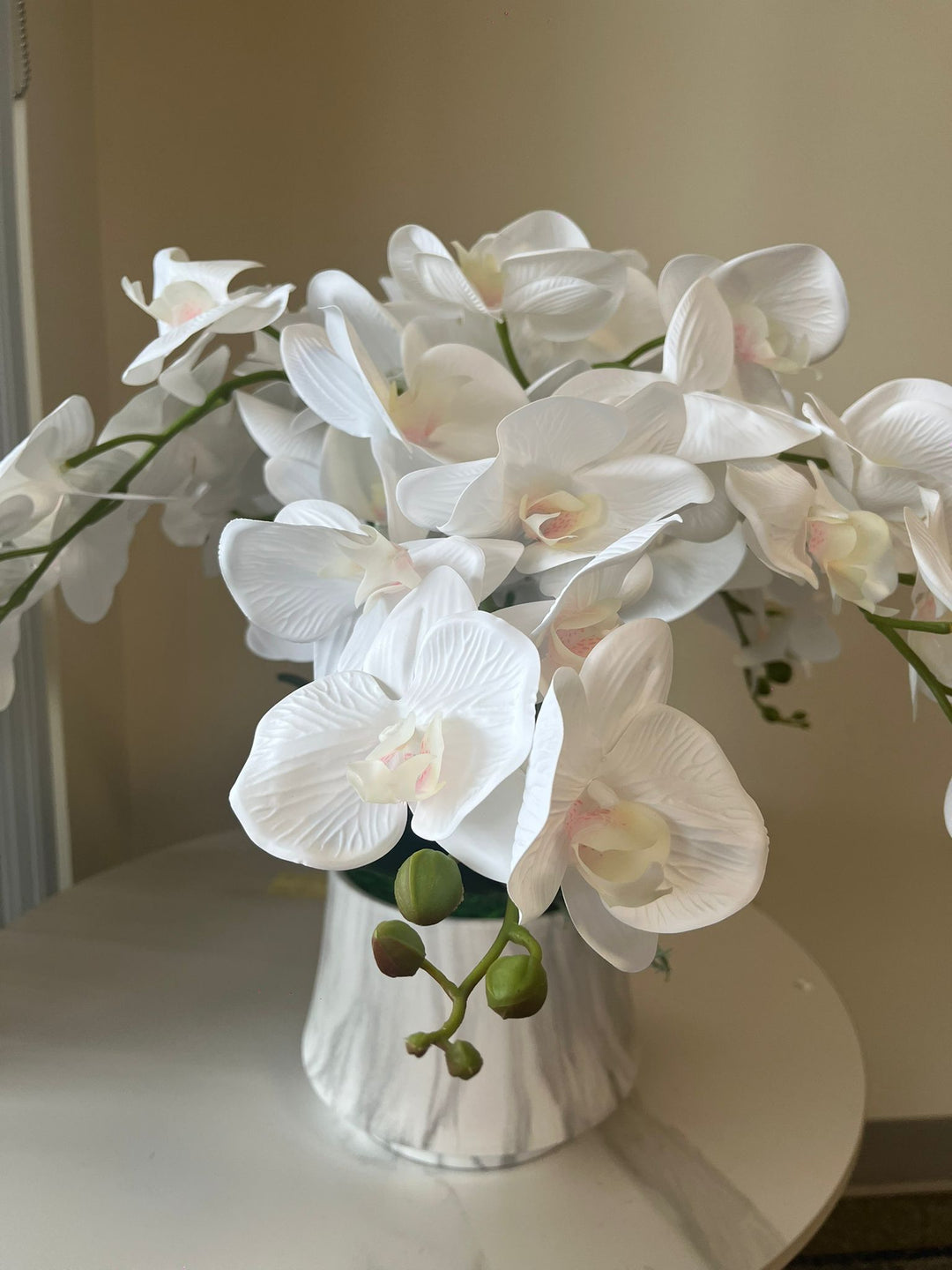 Real touch artificial White orchid Arrangement (6 Stems)