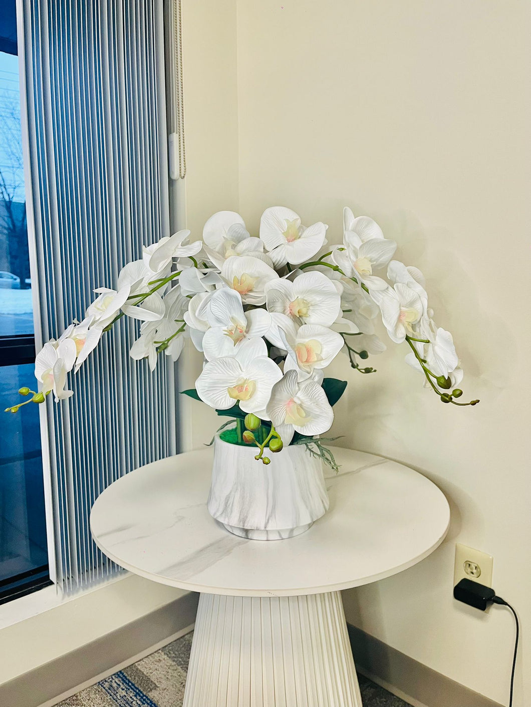 Real touch artificial White orchid Arrangement (6 Stems)