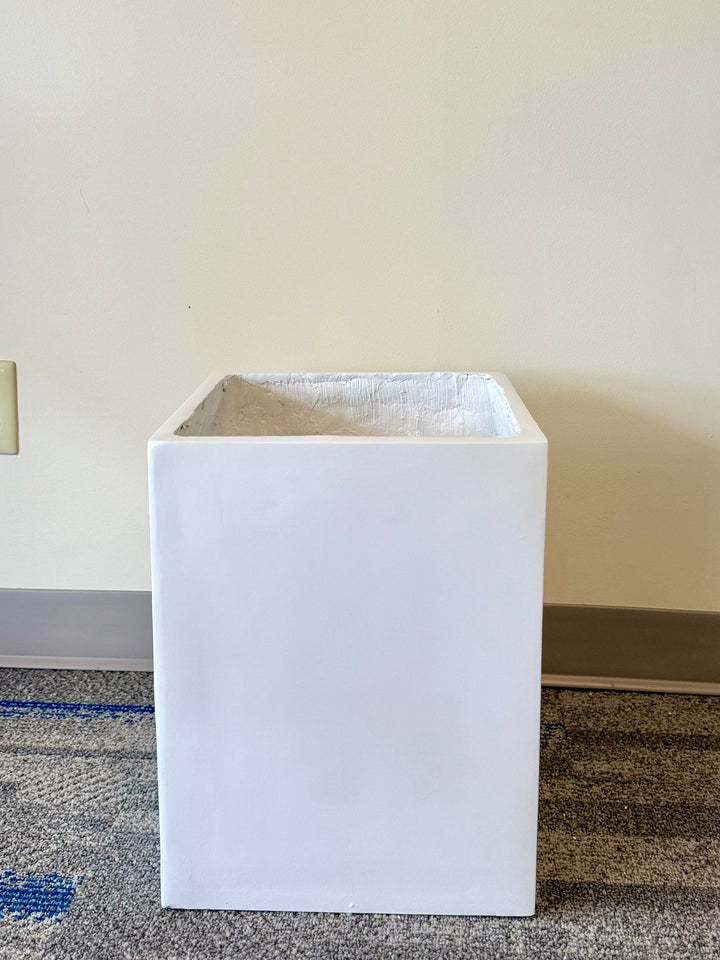 Square Fiberglass Pot- White