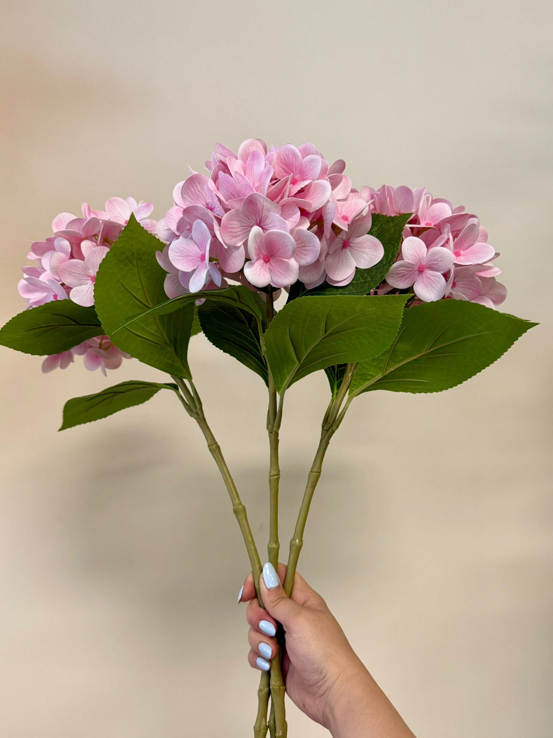 Artificial Light Pink Hydrangea Stems