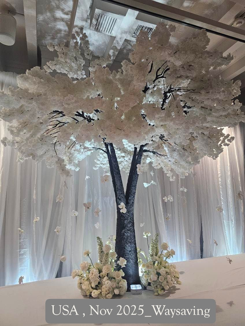 12ft artificial white cherry blossom tree rental for luxury wedding décor  in USA. 