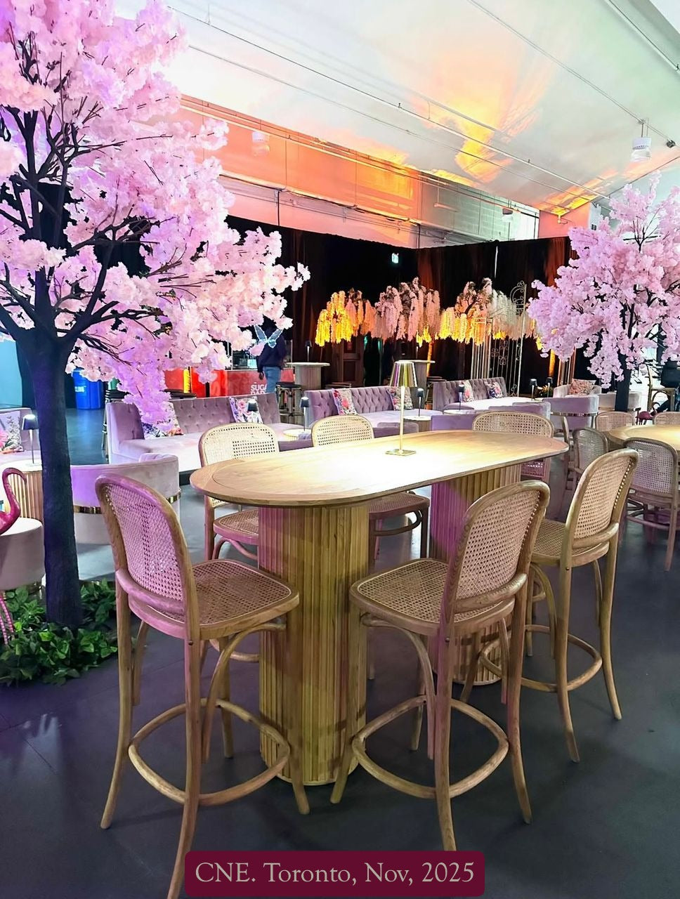 luxury pink blossom tree rental for GTA events at CNE, Toronto