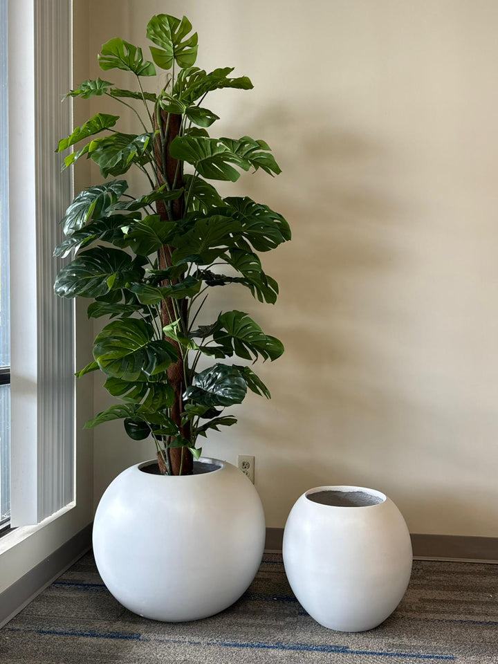 Chic Round Fiberglass Planters