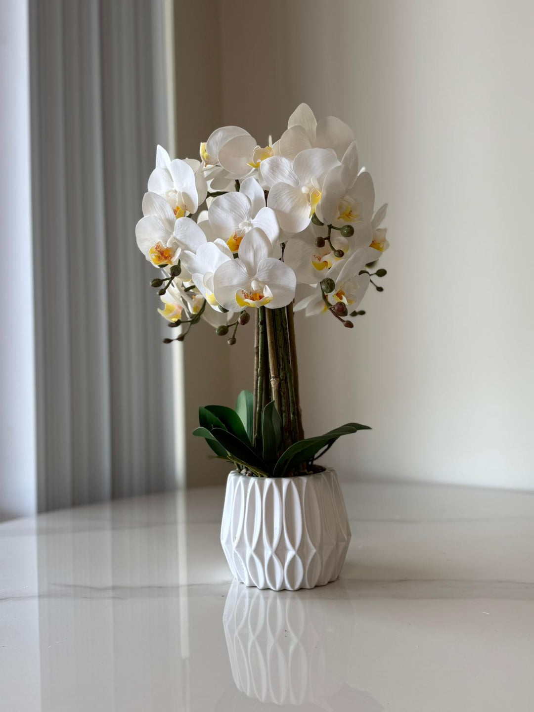 Artificial Orchid Arrangement with real touch flowers