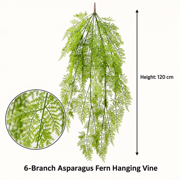 Artificial 6 Branch Asparagus Fern Hanging Vine_ 120 cm