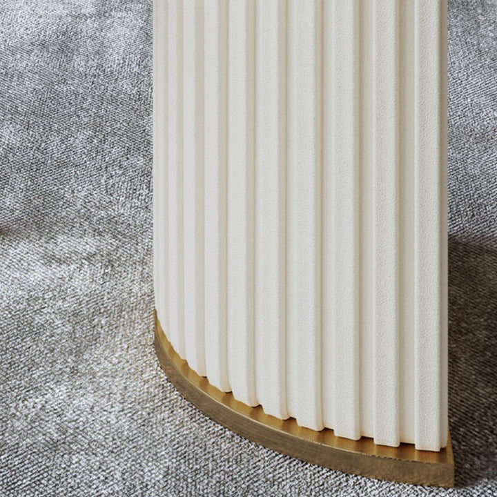 63"Modern Minimalist White Oval Glossy Sintered Stone Dining Table