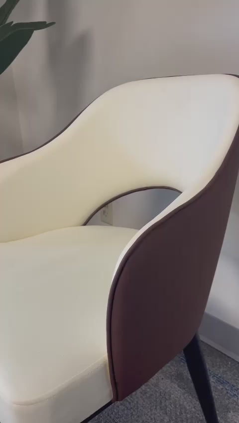 Modern Two-Tone Brown and White Dinning Chair