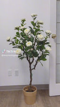 Charger et lire la vidéo dans la visionneuse de la Galerie, Artificial Camellia Flower Tree - White 5.3&#39;
