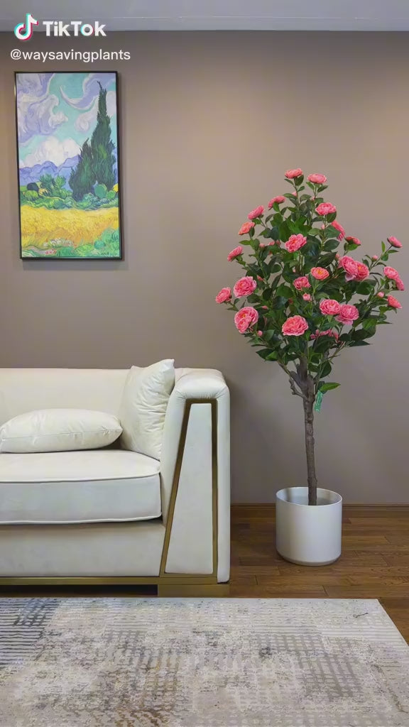 Artificial Camellia Flower Tree - Pink 5.3' (160 cm)