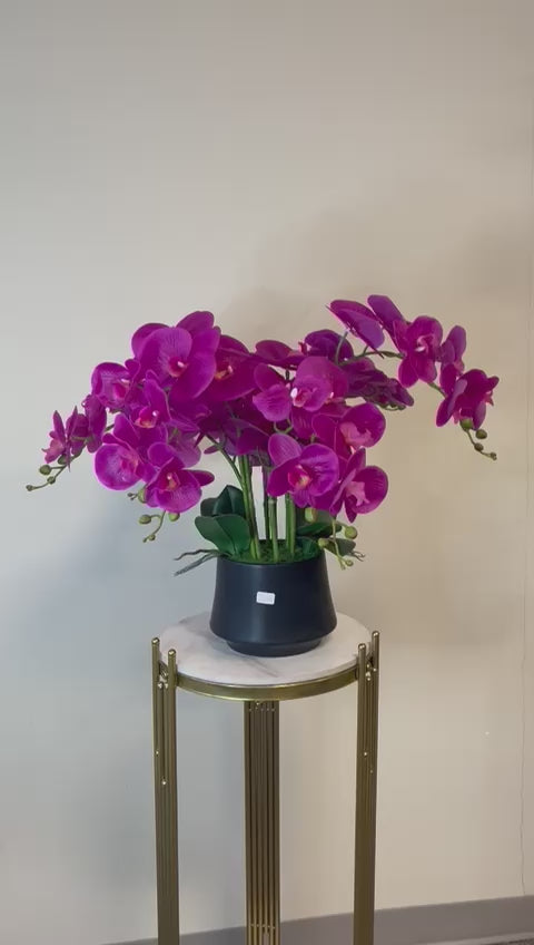 Orchidée Artificielle - Violet avec Vase Noir