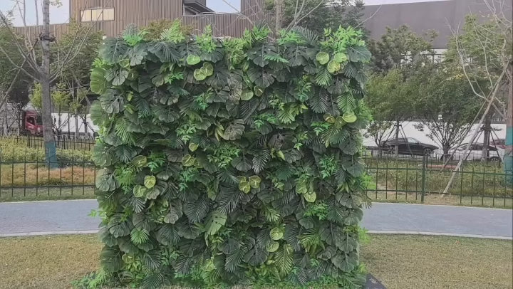 Roll up Tropical Green Backdrop with Leaves
