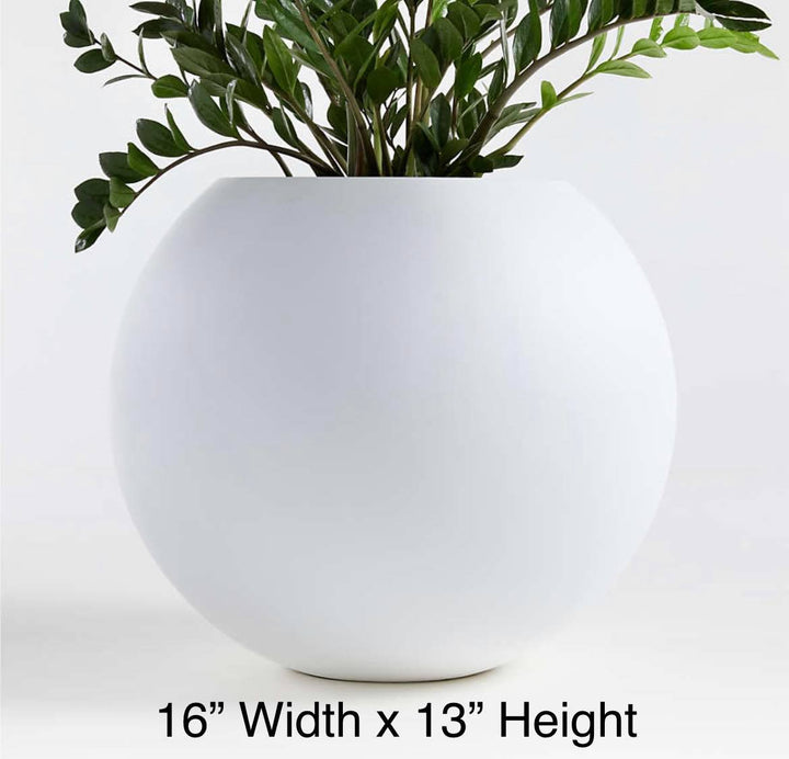Fiberglass pot - white (16" W x 13" H )