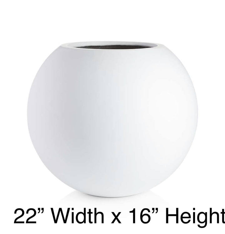 Fiberglass white Pot - (22" W x 16" H)
