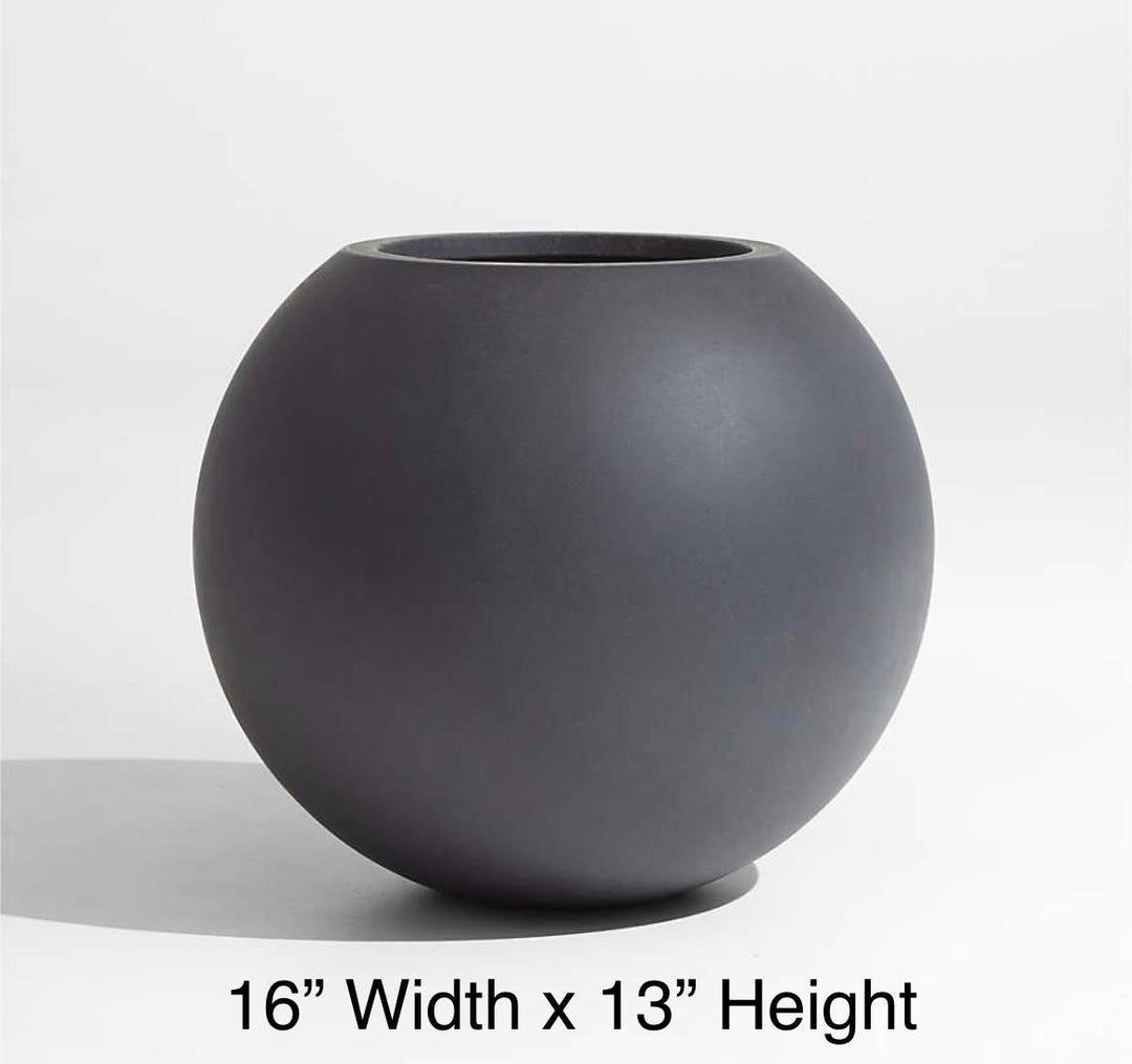 Fiberglass Black pot (16" W x 13" H)