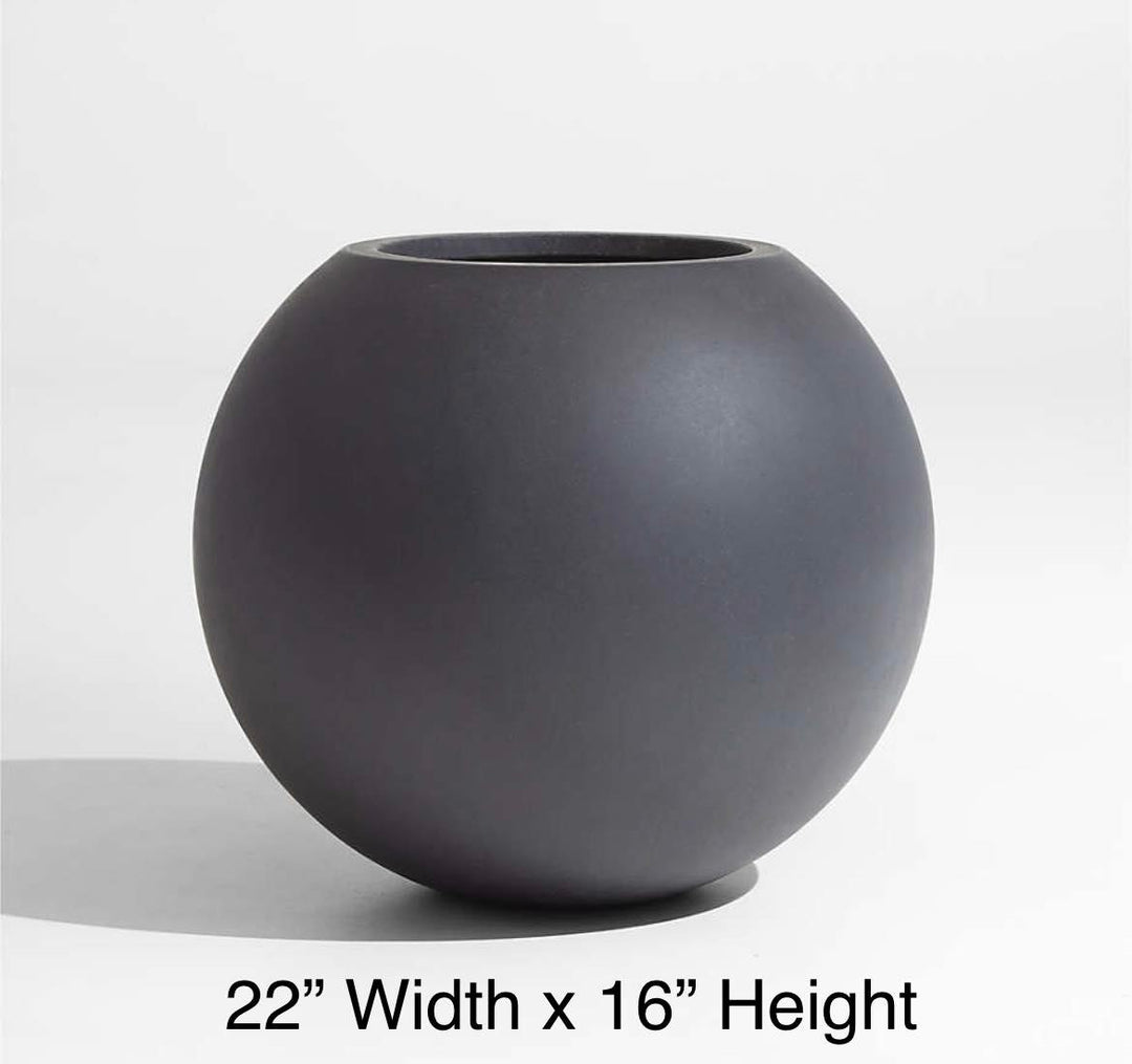 Fiberglass Black Pot - (22" W x 16" H)