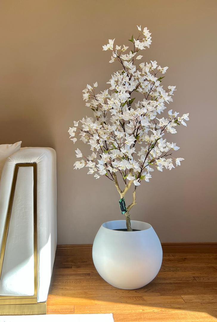 Artificial Bougainvillea Flower Tree (white) - 5'