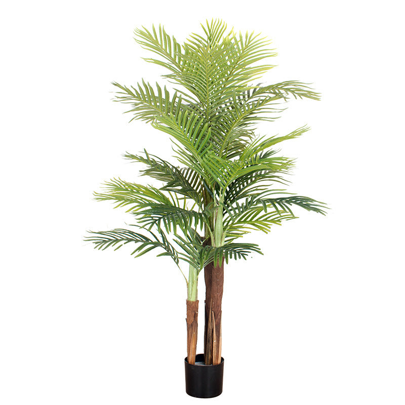Artificial palm tree with vibrant green leaves, perfect for adding a natural element to indoor spaces.