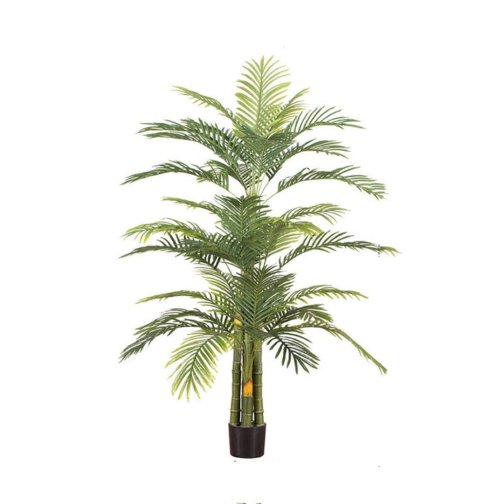 Elegant artificial palm plant with realistic green fronds in a black pot, perfect for adding a natural touch to any indoor decor.