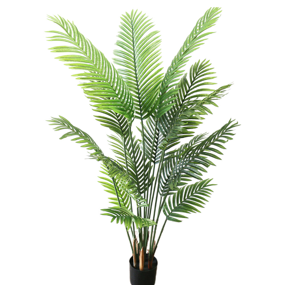 Artificial palm tree with a detailed, lifelike trunk and lush foliage
