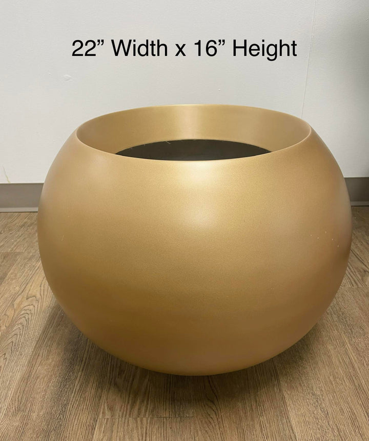 Fiberglass Golden Pot - (22" W x 16" H)